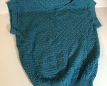 Vintage Acrylic Sweater L Teal Sleeveless Sh3 - £7.05 GBP