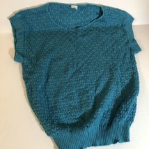 Vintage Acrylic Sweater L Teal Sleeveless Sh3 - $8.90