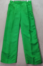 H&amp;M Pants Womens Size 8 Green Linen Blend Slash Pockets Straight Leg Flat Front - £18.00 GBP