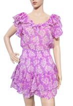 LoveShackFancy Women&#39;s Natasha Pink Smocked Floral Printed Cotton Mini Dress S - £106.23 GBP