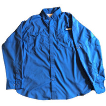 Columbia PFG Omni Shield Shirt Men Large Button Long Sleeve Blue Fishing... - £7.45 GBP