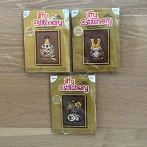 1978 Vintage Jiffy Stitchery Kits Indian Wedding Vases &amp; Thistles NIP - $552.67 MXN