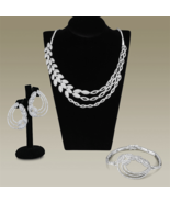 3W922 - Rhodium Brass Jewelry Sets with AAA Grade CZ  in Clear - $268.48 CAD