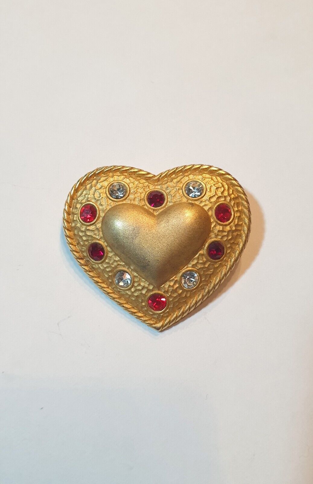 Vintage Signed Kristel Saint Martin Heart Pin Brooch with Rhinestones Go... - $74.25