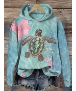 Women&#39;s Sea Turtle Floral Print Casual Hoodie - $30.00