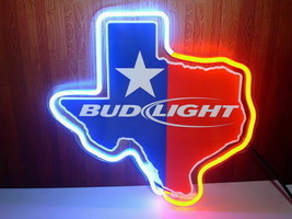 Bud Texas Lone Star Neon Sign 14&quot;x10&quot; Beer Bar Light Artwork Man Cave Gift - £65.81 GBP