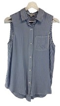 Beach Lunch Lounge Women’s Size XS Blue Striped Blouse Top Button Up Collared - £15.25 GBP