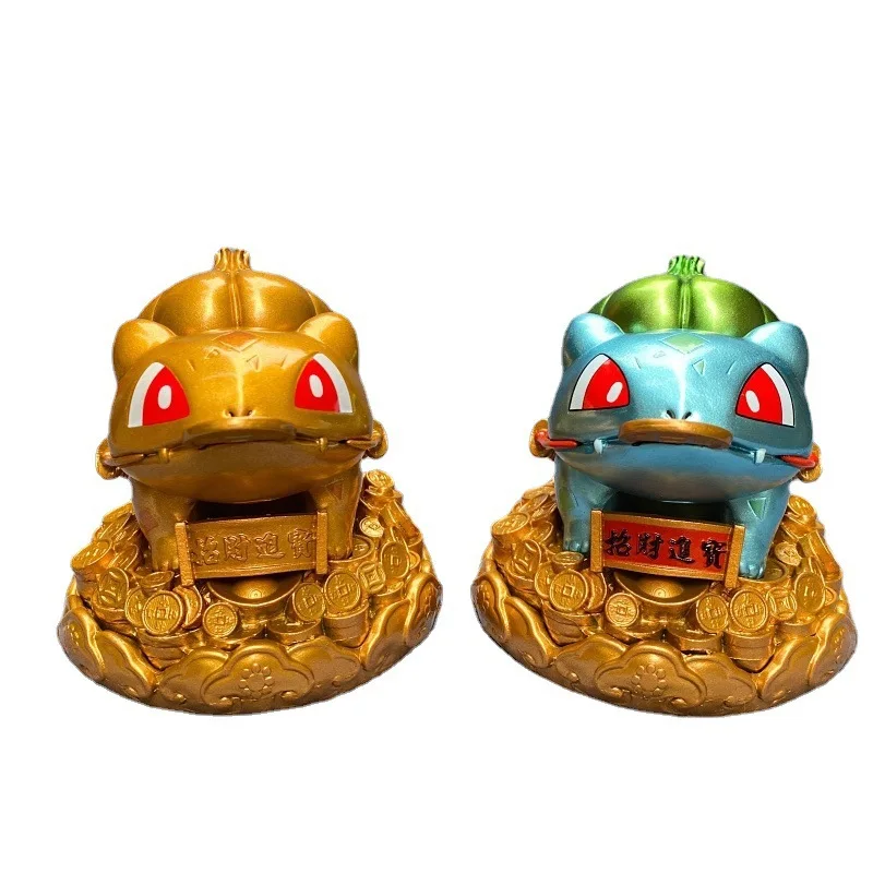 Pokémon Creative Lucky Fortune Bulbasaur Pet Golden Toad Hand-made Desktop - £19.15 GBP