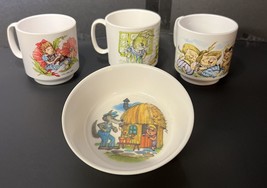 Oneida Ware Vintage Melamine Cups Bowl Three Pigs, Wizard Of Oz, Peter Rabbit - £18.35 GBP