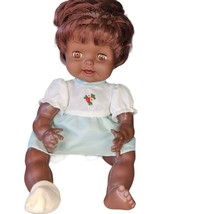 Vintage 80s Baby Girl Doll African American Black Sleepy Eyes Squeaker Hair - £37.18 GBP