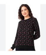 Victoria&#39;s Secret Floral Thermal Pajama TOP Size XS Black Red - $24.42 CAD