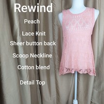 Rewind Peach Lace Knit Sheer Button  Back Size M - £9.44 GBP