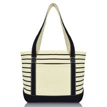Striped Deluxe Cotton Shoulder Tote Bag - £21.75 GBP