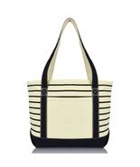 Striped Deluxe Cotton Shoulder Tote Bag - £21.63 GBP