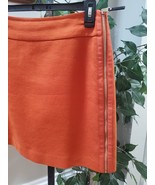 Ann Taylor Women&#39;s Orange Solid Cotton Lined Side Zip Pencil Textured Sk... - $38.29 CAD