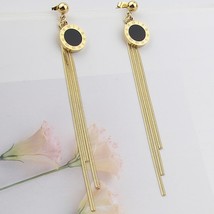 Fashion jewelry steel ball earrings hanging black Roman numeral round cake bone  - £10.49 GBP