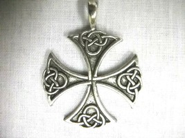 Celtic Infinity Knot Maltese Cross Templar Usa Pewter Pendant Adj Necklace - £9.56 GBP