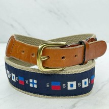 LeatherMan Nautical Flag Essex Embroidered Top Grain Leather Trim Belt S... - £15.56 GBP