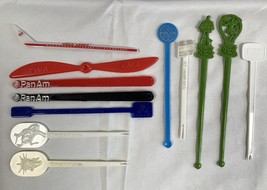 12 Plastic Airline Swizzle Sticks Pan Am United British TWA American World - £19.74 GBP