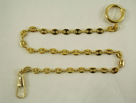 1  POCKET WATCH CHAINS STAINLESS GOLD TONE CLASP  RING CLIP NEW - £12.76 GBP