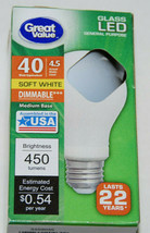 LED 4.5 Watt Soft White Dimmable 40 Watt Equivalent A19 2700K Bulb NEW - £7.02 GBP
