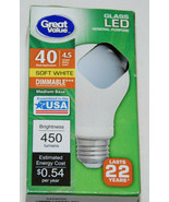 LED 4.5 Watt Soft White Dimmable 40 Watt Equivalent A19 2700K Bulb NEW - £7.07 GBP