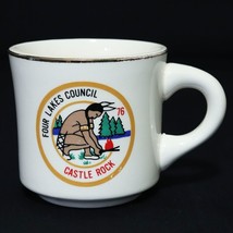 Boy Scouts VTG BSA Mug Cup Castle Rock 1976 Four Lakes Council Indian Brave RARE - £49.35 GBP