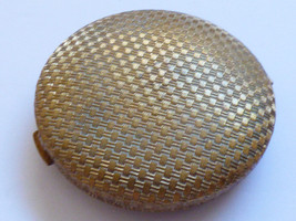 VTG Charles of the Ritz Gold Tone Basket Weave design Powder Compact w Mirror - £22.29 GBP