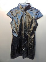 iEFiEL Mini Dress Black Wet Goth Punk Sci Fi Bodycon Faux patent Leather  Sz M - £31.10 GBP