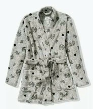 Womens Robe Victoria&#39;s Secret PINK Long Sleeve Gray Plush Sleep-size M - £35.69 GBP