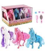 Liberty Imports 3 Large Flocked Magic Unicorn Play Figures in Stable Pla... - £36.16 GBP