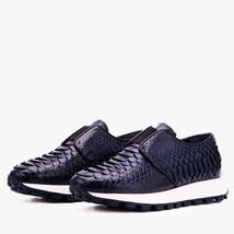The Obsidian Navy Python Leather Men Sneaker image 2
