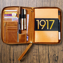 A5 Vintage Genuine Leather Cover Journals Zipper Notebook Case Diary Pla... - $99.99