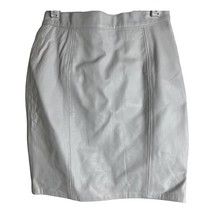 Vintage 80s Off White Genuine Leather Mini Skirt With Talon Zipper Size XS - £43.52 GBP