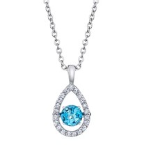 .925 Sterling Silver Dancing Blue Topaz &amp; Lab Created White Sapphires Necklace - £23.61 GBP
