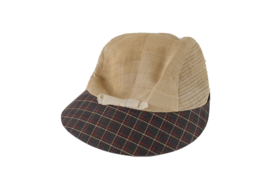 Vtg 60s Distressed Woven Bowtie Plaid Golfing Golf Hat Cap Womens Small Japan - £23.49 GBP