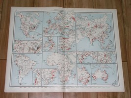 1930 Vintage World Map Of Mineral Resources Gold Silver Diamonds Petrol Oil Coal - $25.52