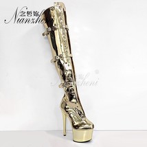 17CM Gold Pole Dance Shoes Platform Boots Women Nightclub high Stripper Heels Wo - £154.00 GBP