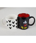 Lot (2) Disney Mickey Mouse Coffee Cups Mugs Black Red Inside White Silh... - £10.15 GBP