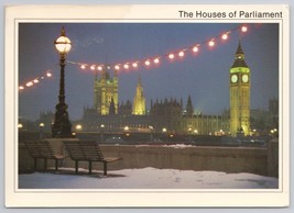 1970s Houses Of Parliament London England At Night Real Photo Vintage Postcard - £14.41 GBP