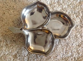 Silver Overlay Glass Maple Leaf Shaped Relish Dish Vintage  - £8.31 GBP