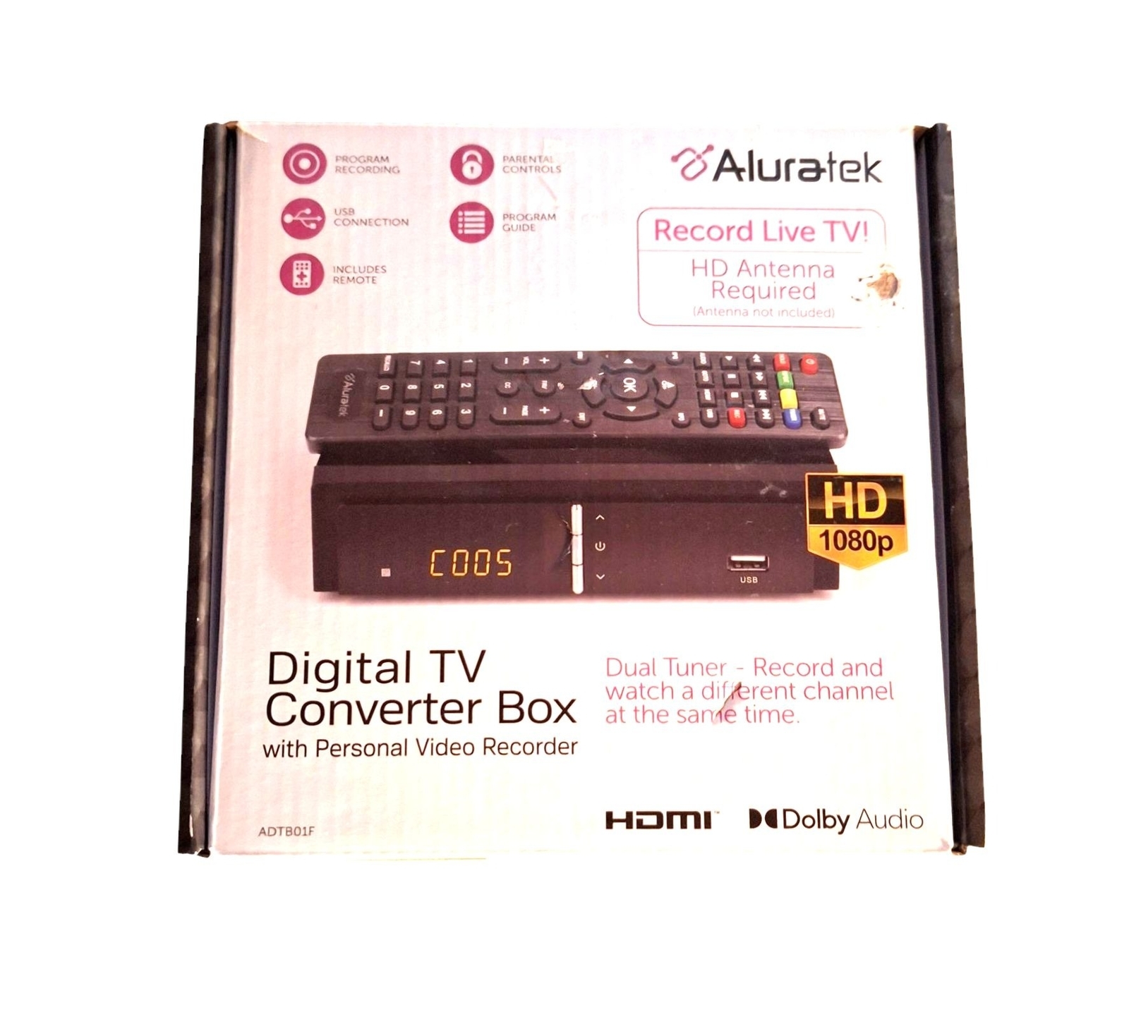 Aluratek Digital TV Converter Box RCA, HDMI, USB, COAX Audtio Connections - $19.99