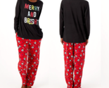 Disney Women Cozy Jersey Top &amp; Microfleece Pant PJ Set- Blk/RdMrryBrigt,... - £22.77 GBP