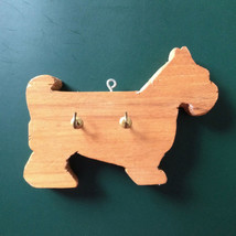 Vintage 80s Scottish Terrier Key Leash Holder - Hand Carved Wood - £10.95 GBP