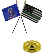 K&#39;s Novelties North Dakota State &amp; Green Line USA 4&quot;x6&quot; Flag Desk Set Ta... - £3.10 GBP