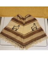 Vintage 80s Childs Woven Poncho Alpaca Wool Lama Baby 6M - 2T - $1,016.10 MXN