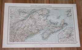 1927 Vintage Italian Map Nova Scotia New Brunswick Quebec Montreal Canada Maine - $29.58