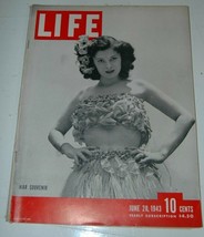 Vintage Life Magazine June 28 1943 WWII War Souvenir Beautiful Woman - £23.59 GBP