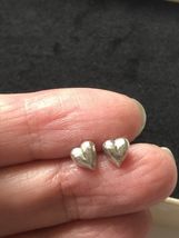 Sterling Silver heart stud earrings, silver chunky heart studs, dainty heart - £35.05 GBP