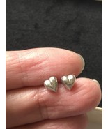 Sterling Silver heart stud earrings, silver chunky heart studs, dainty h... - $60.93 CAD